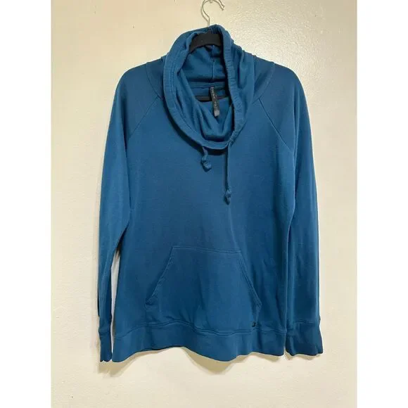 Gaiam Women's Funnel Neck Oversized Sweatshirt Size M Kangaroo Pocket Turquoise - Picture 1 of 3